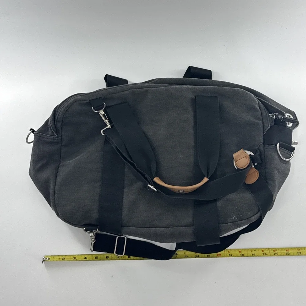 QWSTION Weekender Convertible Travel Bag Grey Canvas Backpack Duffel Carry On